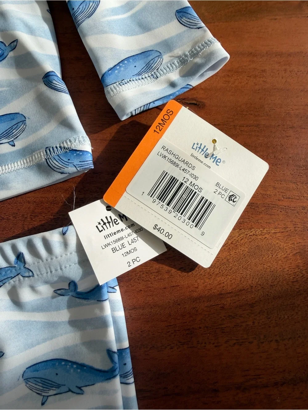 12 Month Whale Print Rash Guard Set